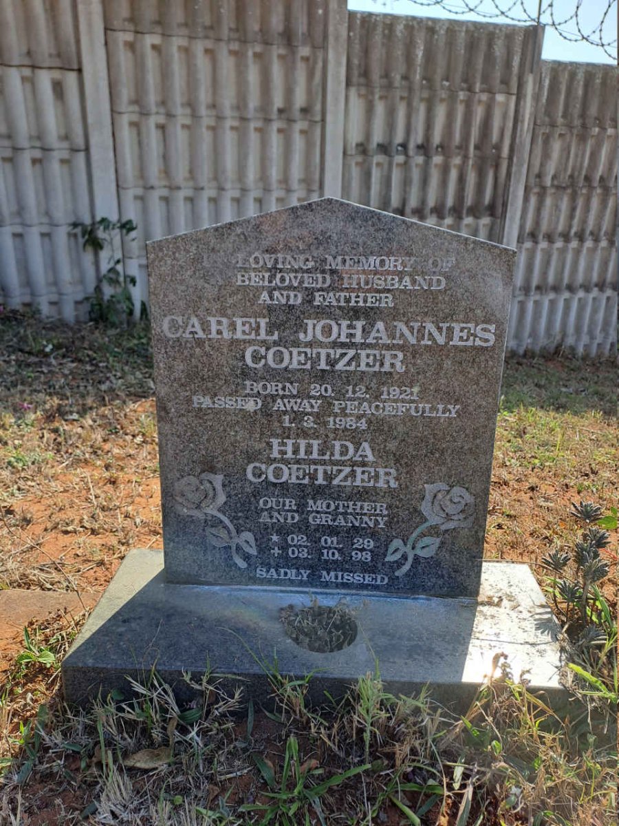 COETZER Carel Johannes 1921-1984 & Hilda 1929-1998