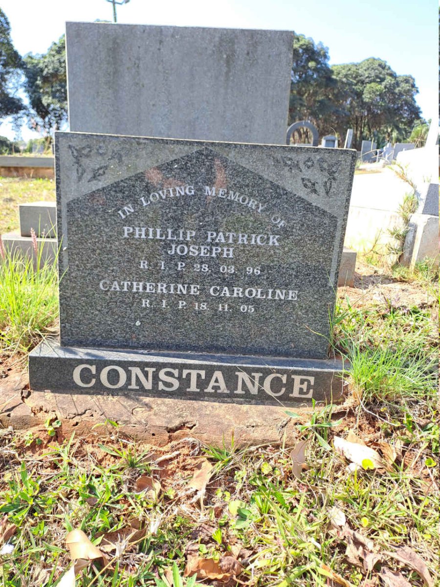 CONSTANCE Phillip Patrick Joseph -1996 & Catherine Caroline -2005