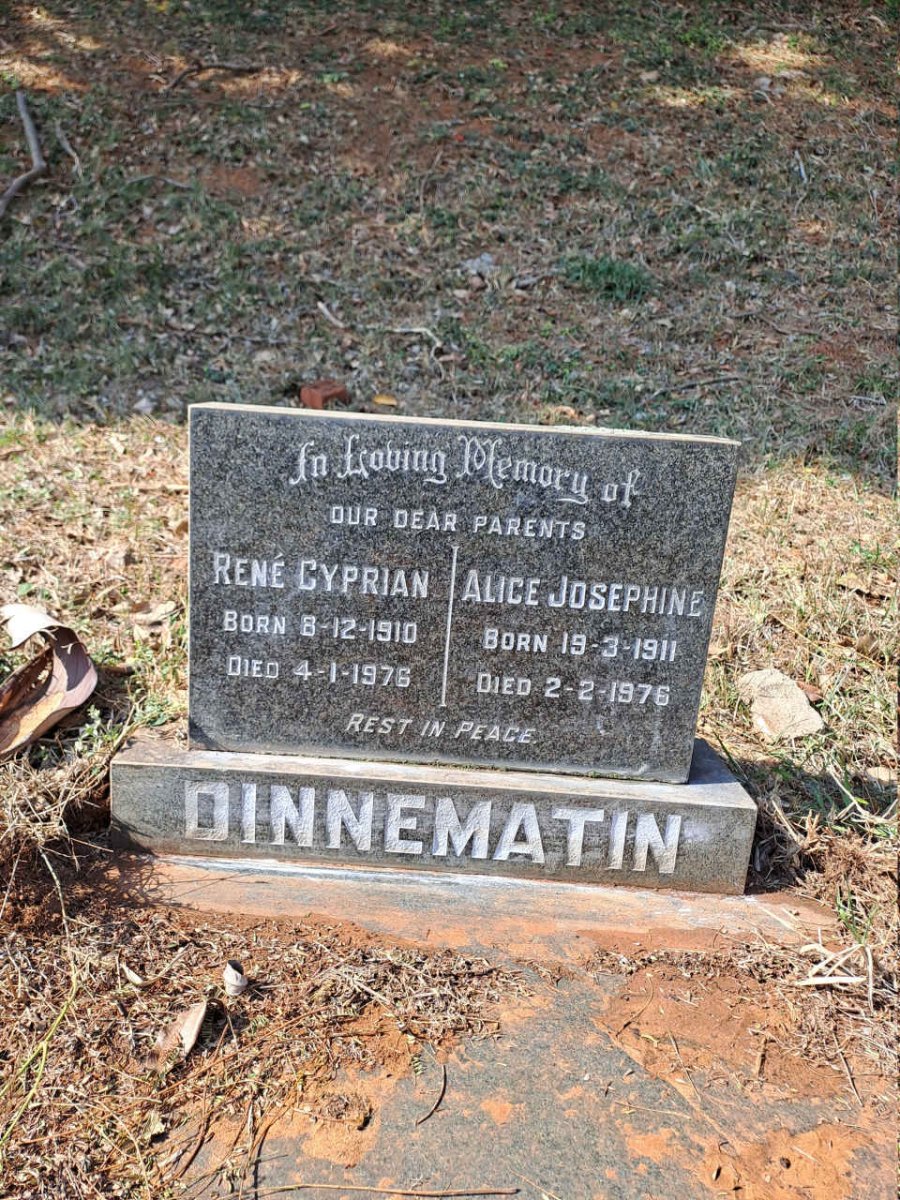 DINNEMATIN Rene Cyprian 1910-1976 & Alice Josephine 1911-1976