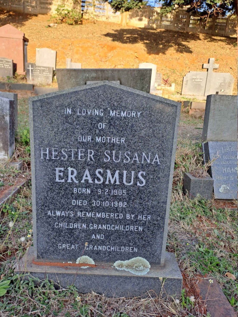 ERASMUS Hester Susanna 1905-1982
