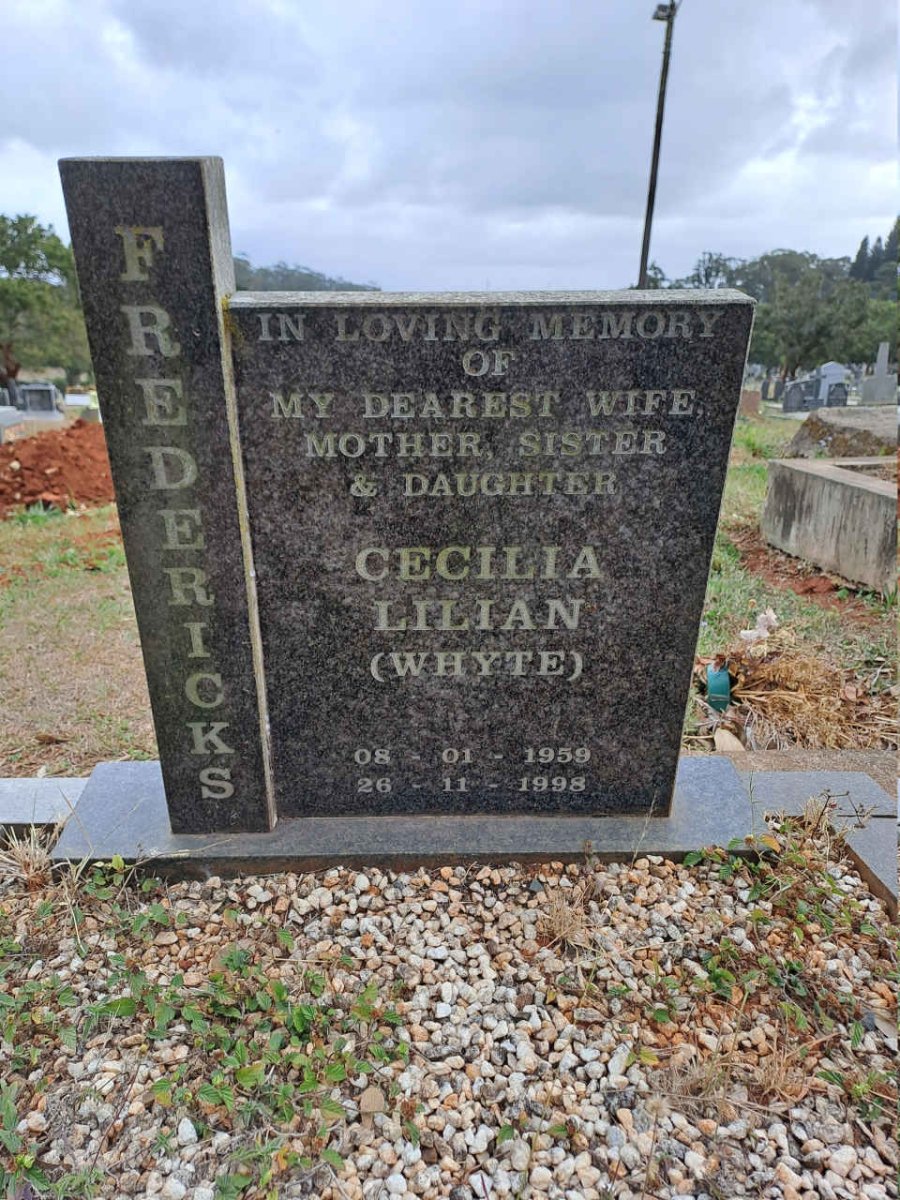 FREDERICKS Cecilia Lilian nee WHYTE 1959-1998