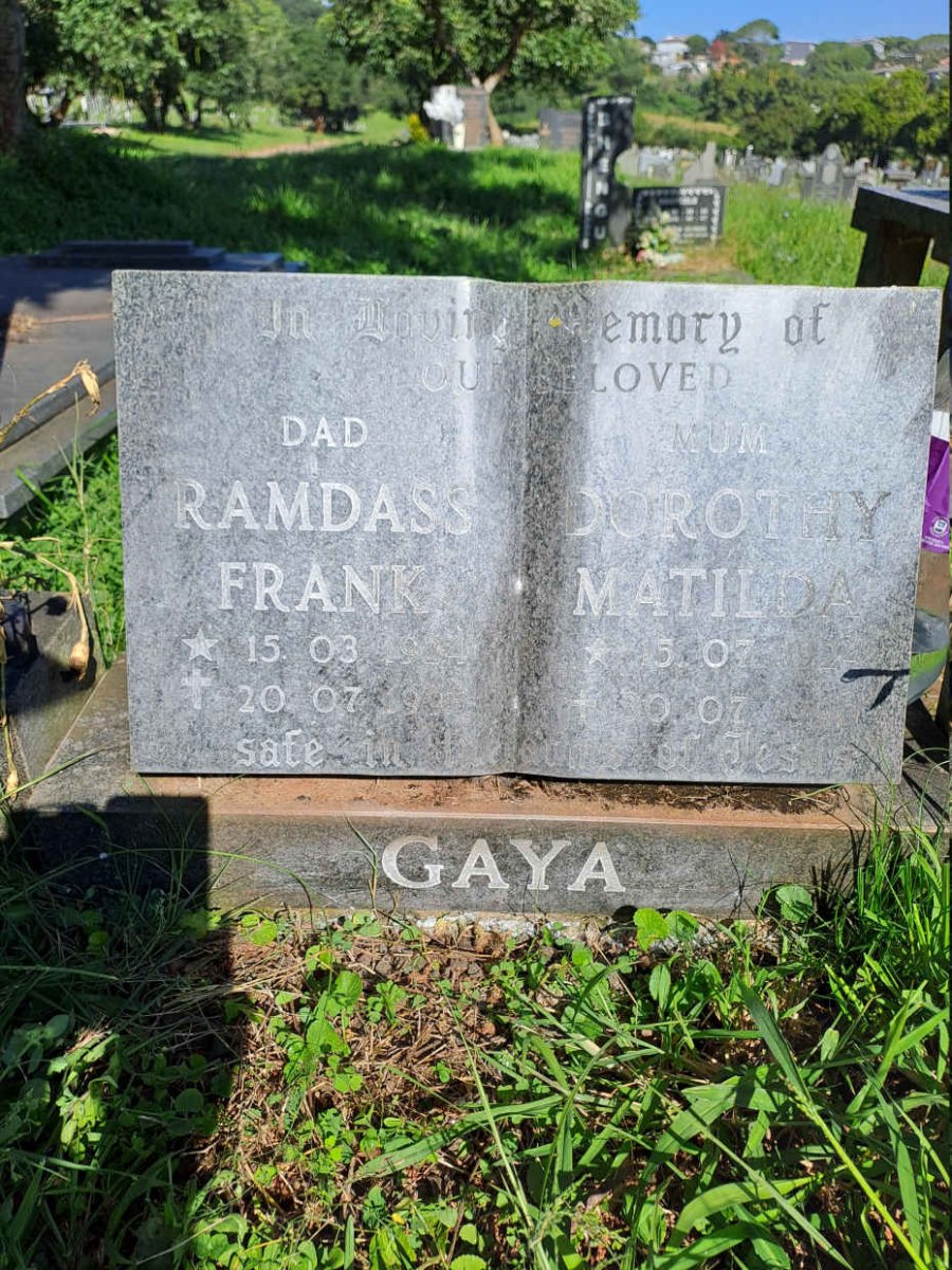 GAYA Ramdass Frank 1924-1995 & Dorothy Matilda 1924-1999