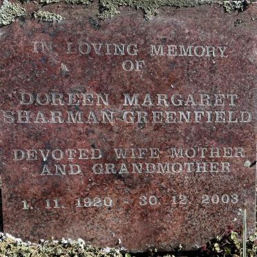 GREENFIELD Doreen Margaret Sharman 1920-2003
