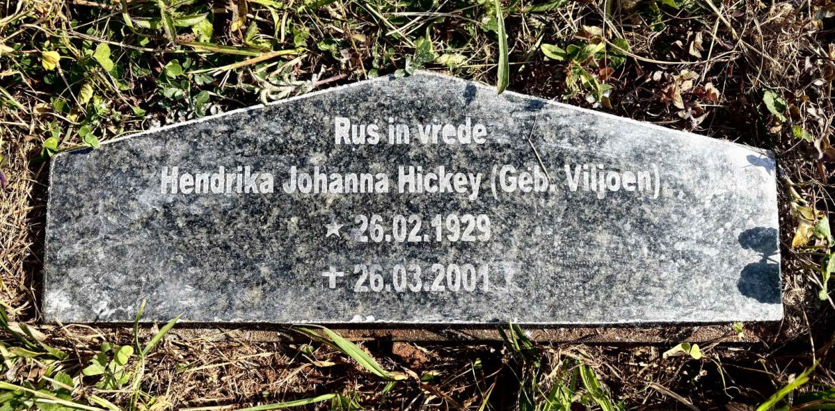 HICKEY Hendrika Johanna nee VILJOEN 1929-2001