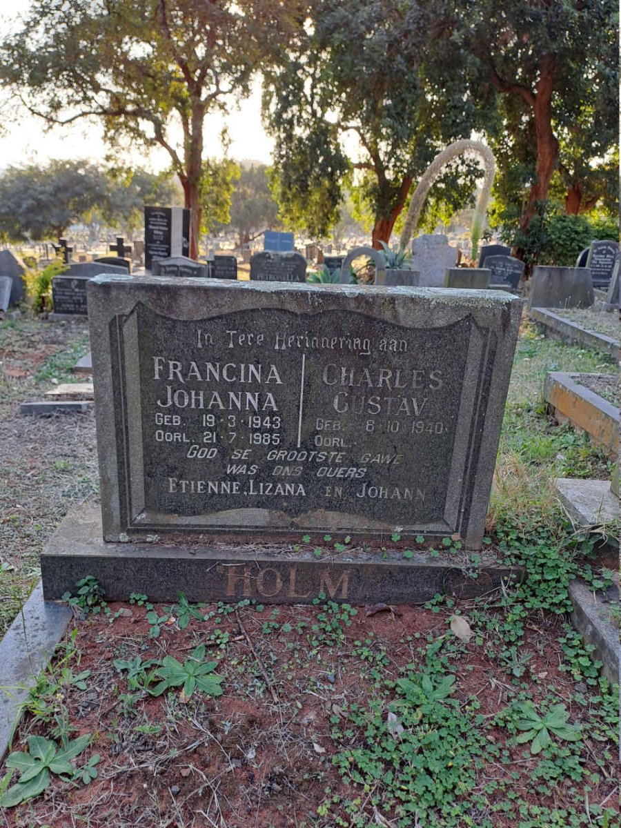 HOLM Charles Gustav 1940- & Francina Johanna 1943-1985