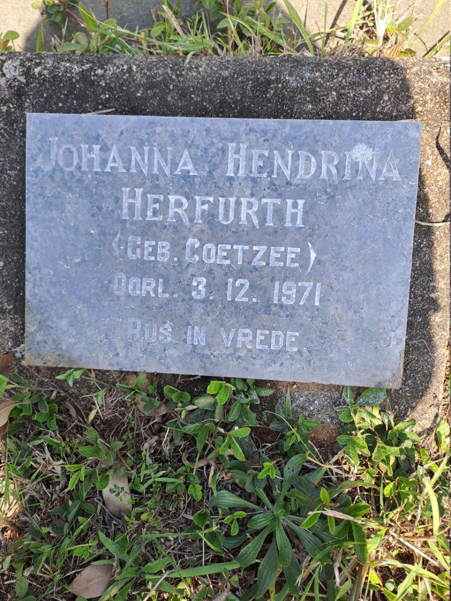 HERFURTH Johanna Hendrina nee COETZEE -1971