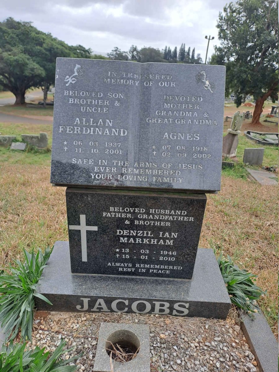 JACOBS Agnes 1918-2002 :: JACOBS Allan Ferdinand 1937-2001 :: JACOBS Denzil Ian Markham 1946-2010
