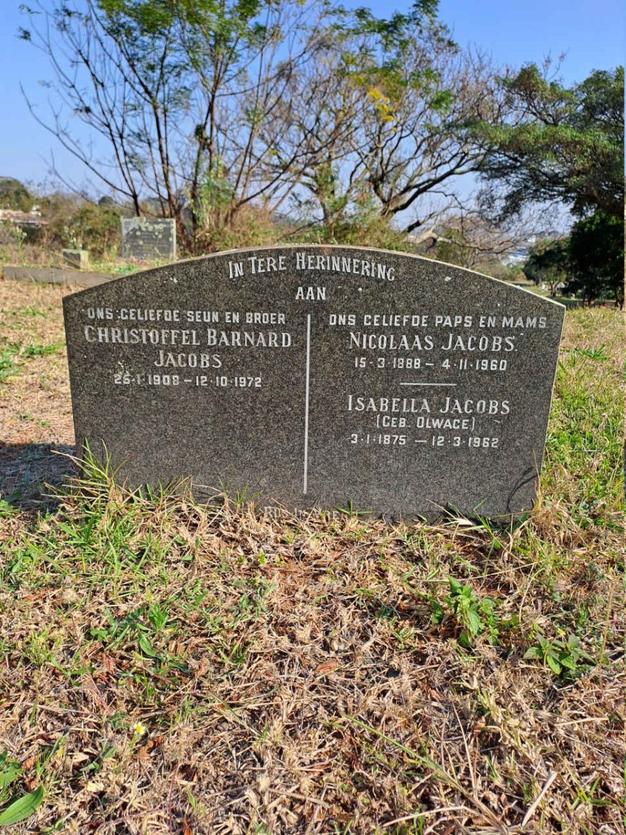 JACOBS Nicolaas 1888-1960 & Isabella OLWAGE 1875-1962 :: JACOBS Christoffel Barnard 1908-1972 