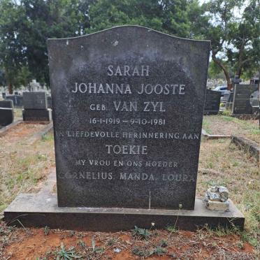 JOOSTE Sarah Johanna nee VAN ZYL 1919-1981