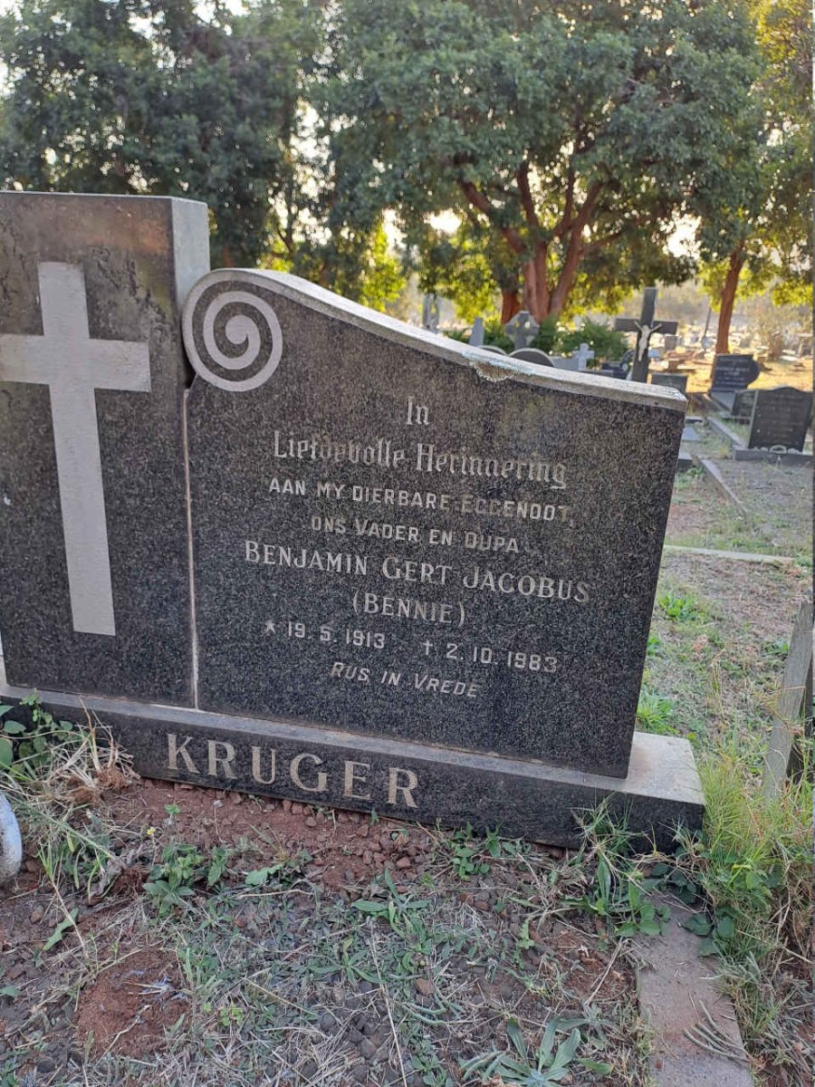 KRUGER Benjamin Gert Jacobus 1913-1983