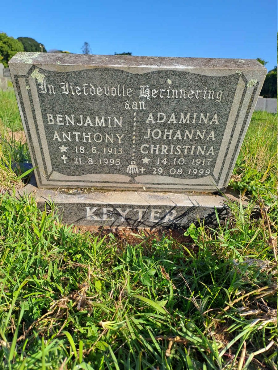KEYTER Benjamin Anthony 1913-1995 & Adamina Johanna Christina 1917-1999