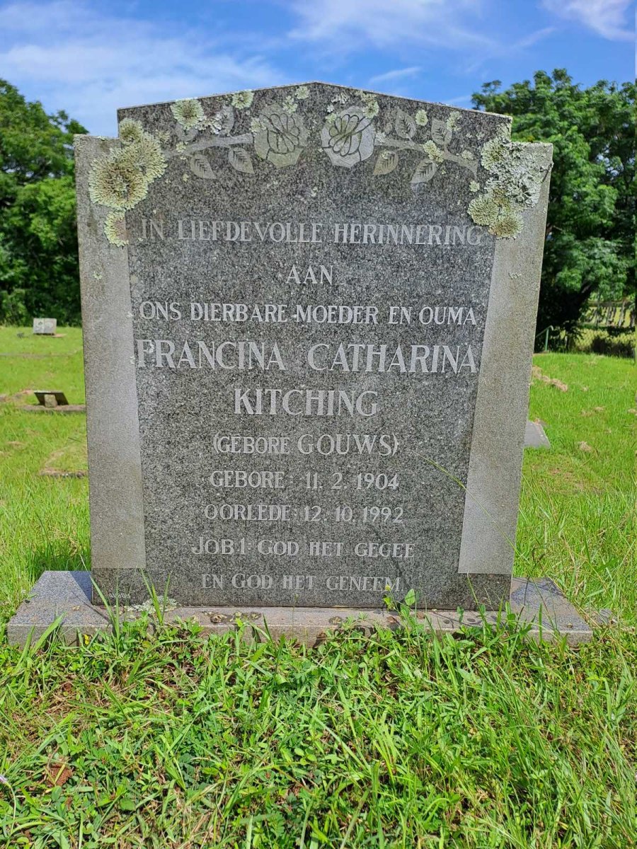 KITCHING Francina Catharina nee GOUWS 1904-1992