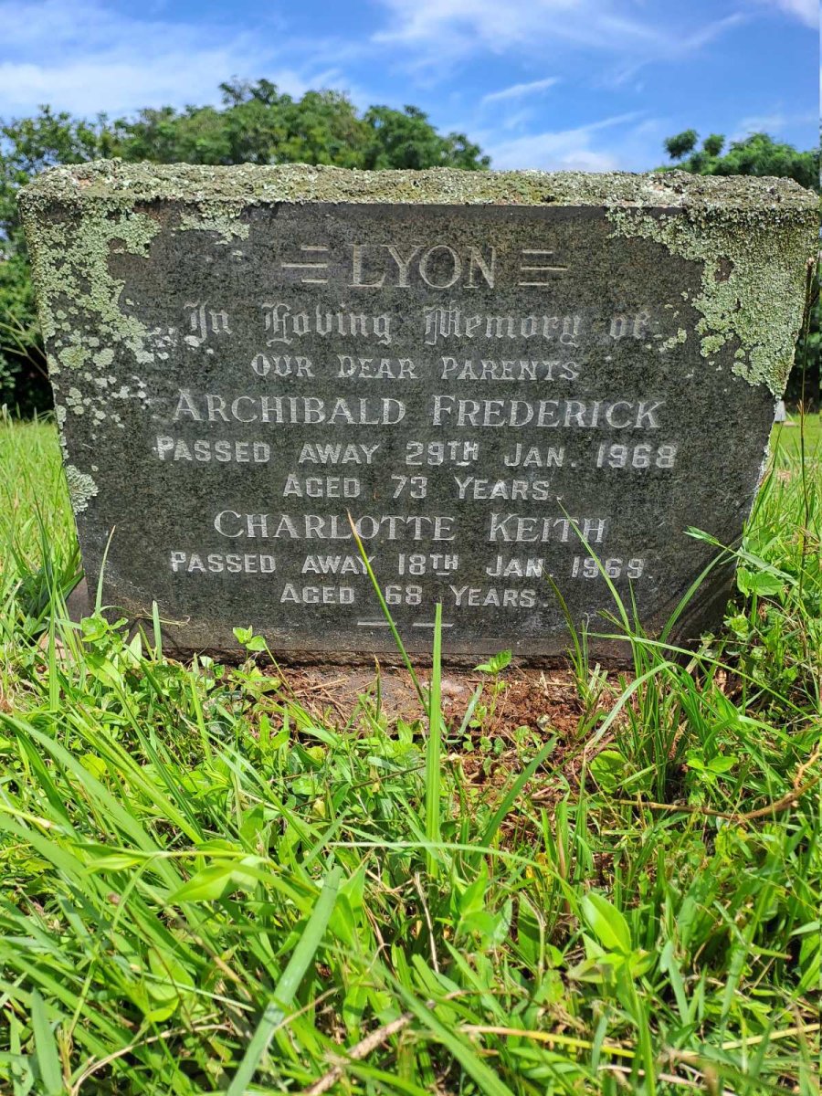 LYON Archibald Frederick -1968 & Charlotte Keith -1969