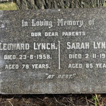 LYNCH Leonard -1958 & Sarah -1958