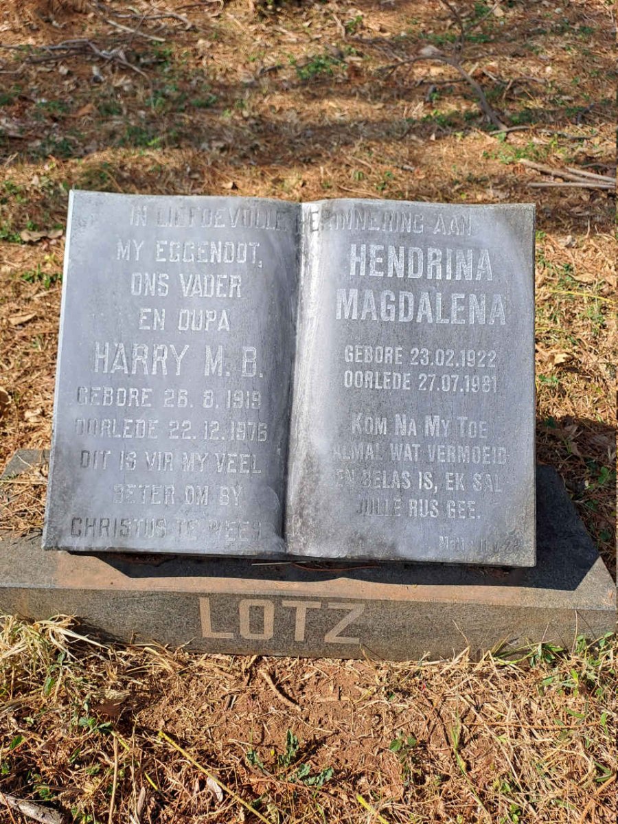 LOTZ Harry M.B. 1919-1976 & Hendrina Magdalena 1922-1981