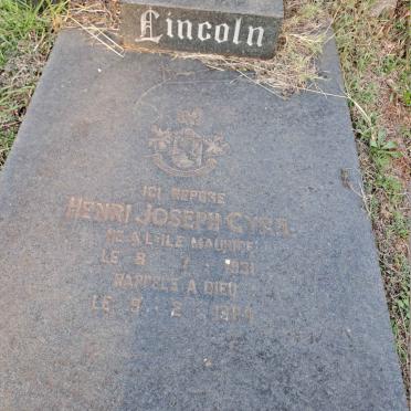 LINCOLN Henri Joseph Cyril 1931-1984