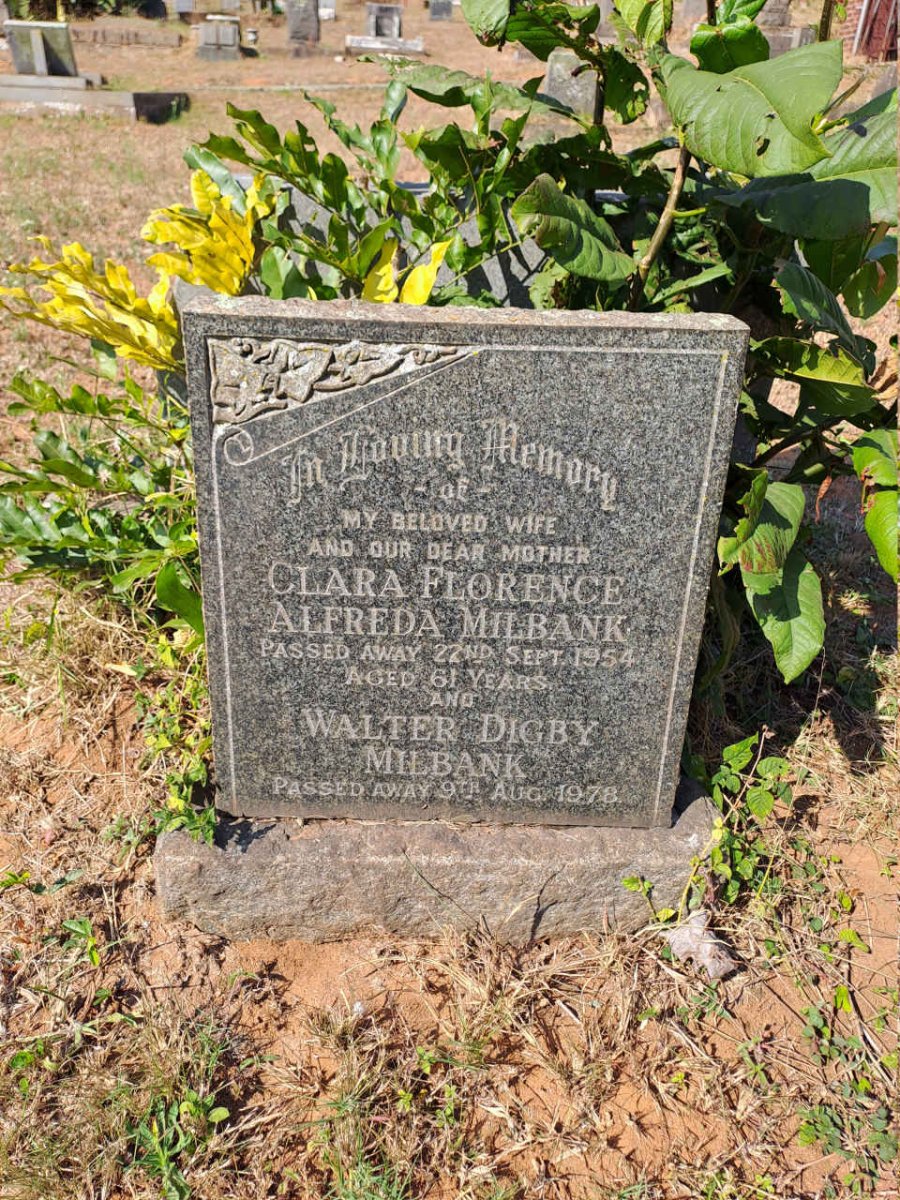 MILBANK Walter Digby -1978 & Clara Florence Alfreda -1954