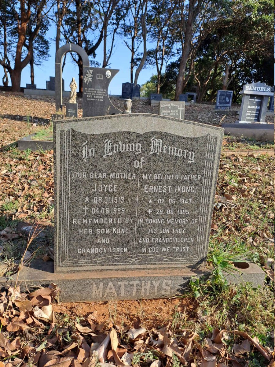 MATTHYS Ernest 1947-1995 :: MATTHYS Joyce 1913-1989