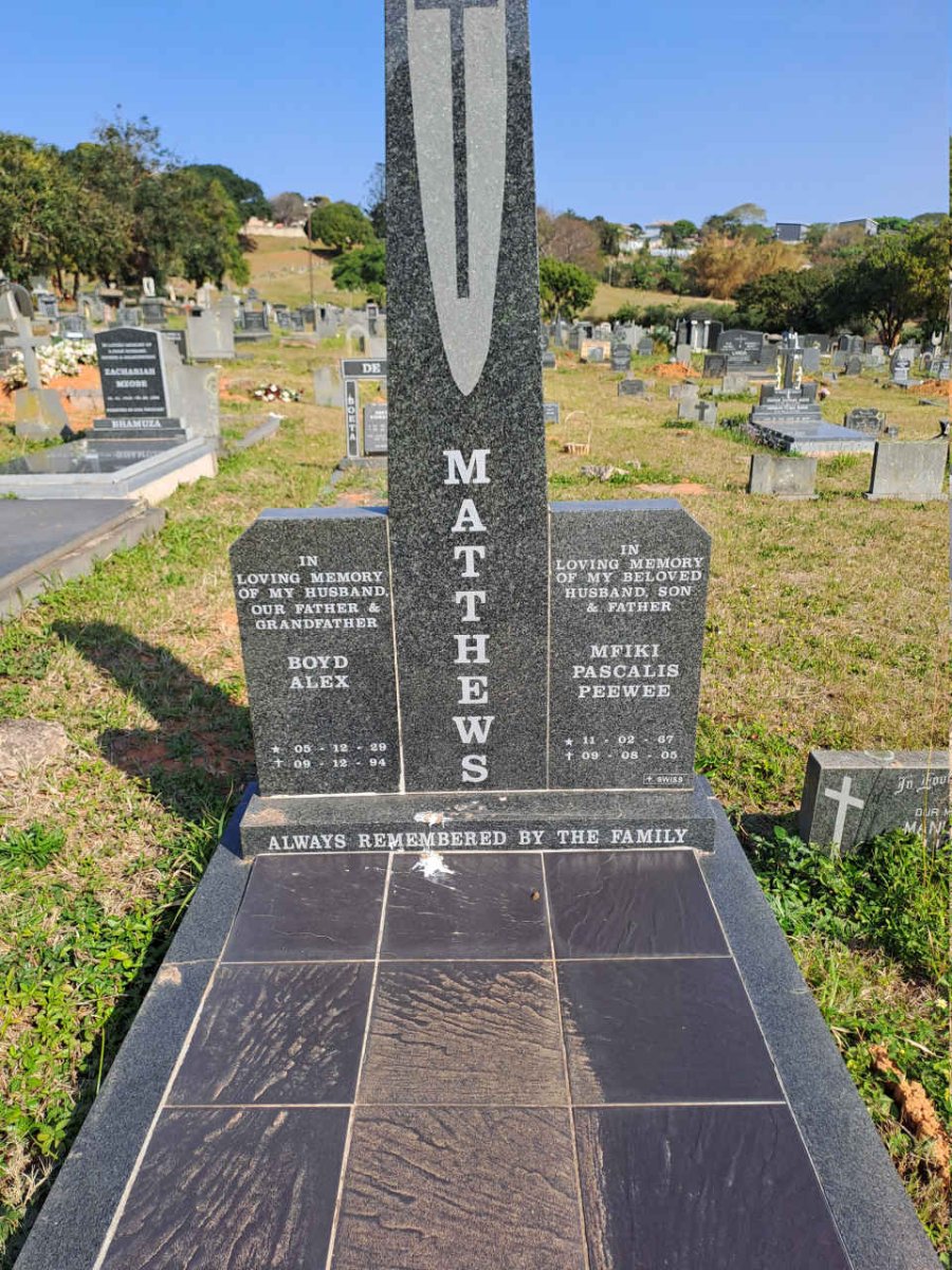 MATTHEWS Boyd Alex 1929-1994 :: MATTHEWS Mfiki Pascalis Peewee 1967-2005