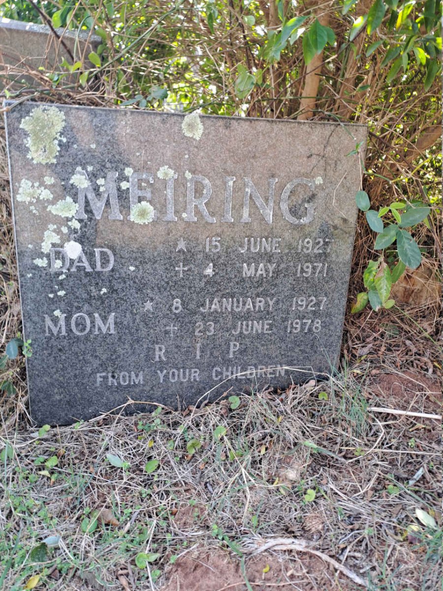 MEIRING Dad 1927-1971 & Mom 1927-1978