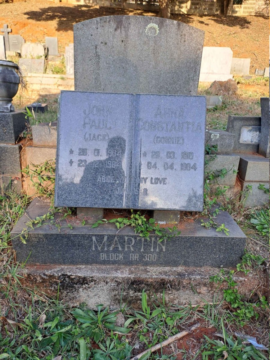 MARTIN John Paul 1904-1984 & Anna Constantia 1910-1984