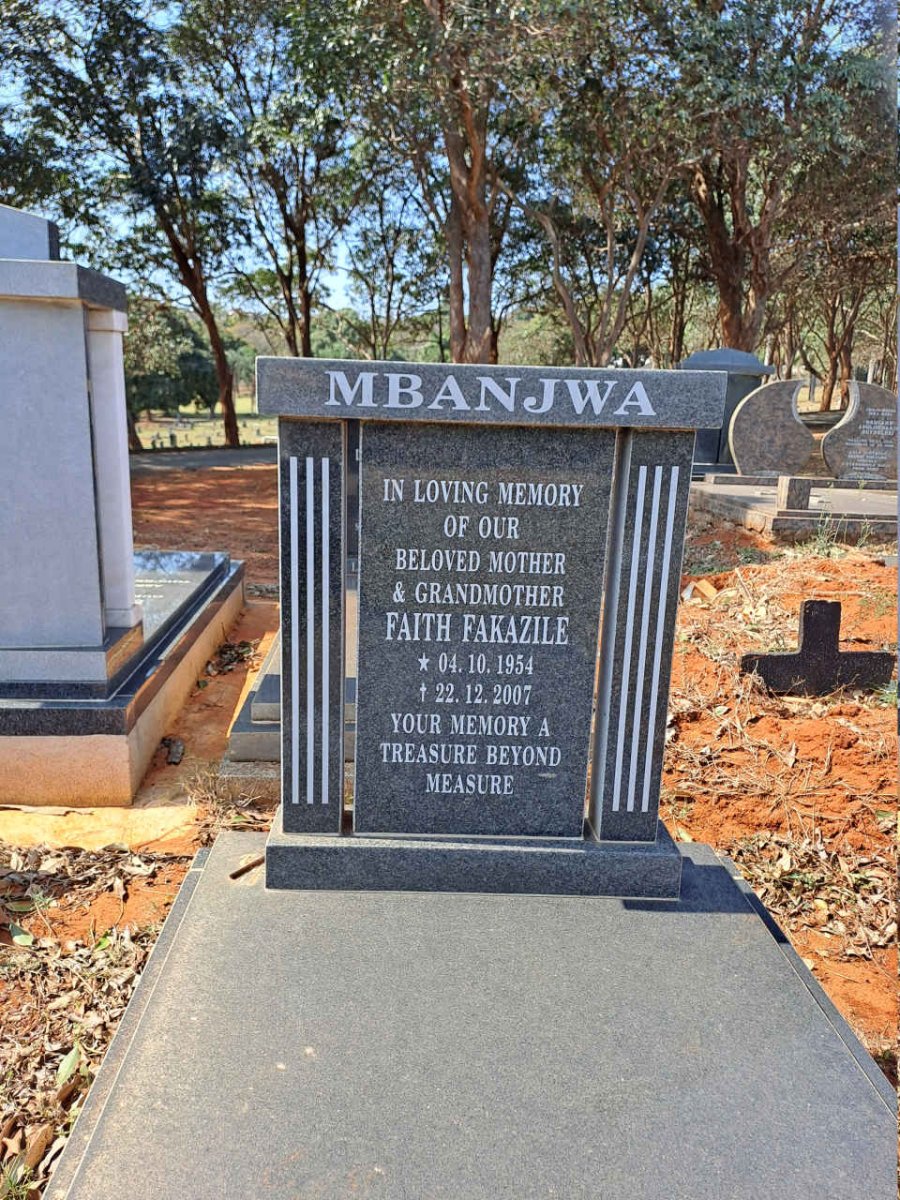 MBANJWA Faith Fakazile 1954-2007