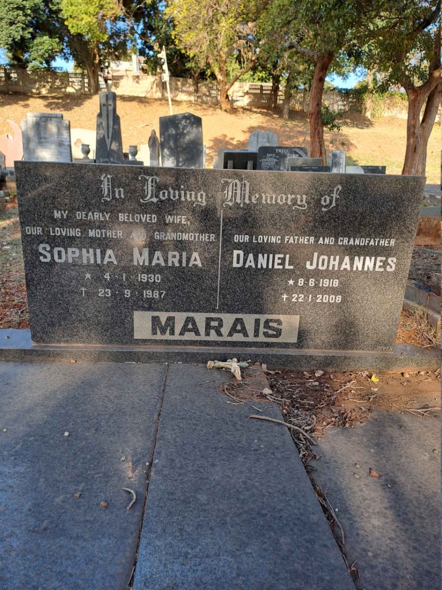 MARAIS Daniel Johannes1918-2008 & Sophia Maria 1930-1987