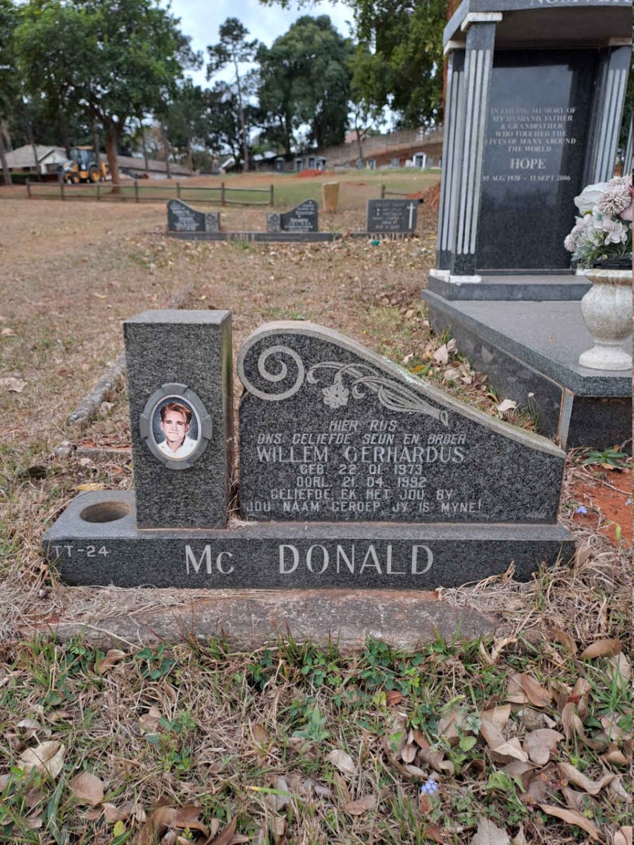 MCDONALD Willem Gerhardus 1973-1992