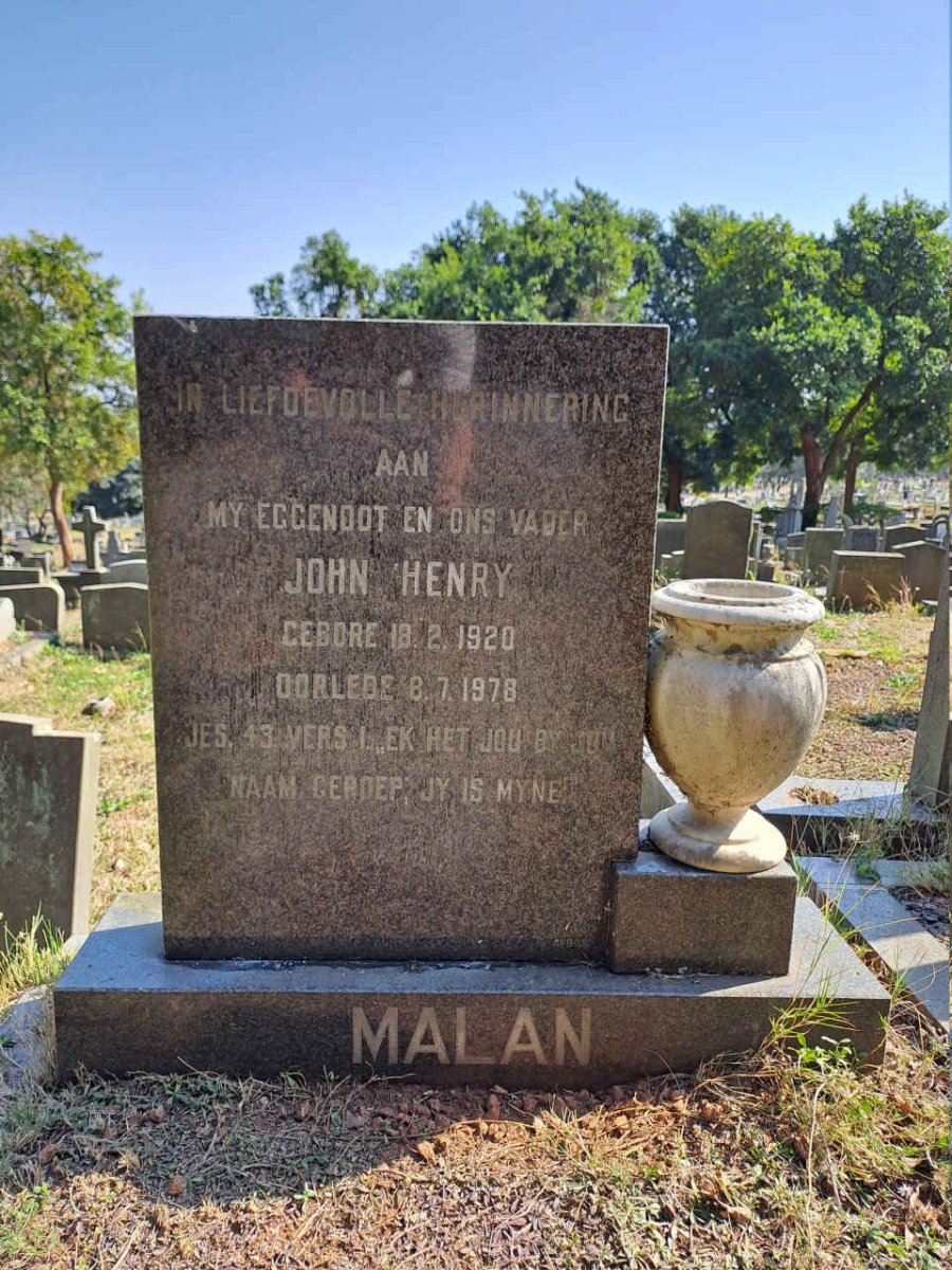 MALAN John Henry 1920-1978