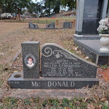 MCDONALD Willem Gerhardus 1973-1992