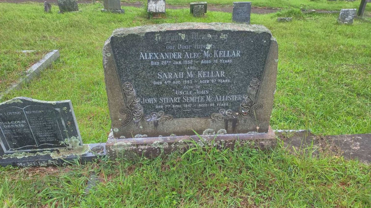 MCKELLAR Alexander -1952 :: MCKELLAR Sarah -1953 :: MCALLISTER John Stuart Semple -1947
