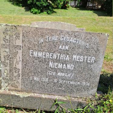 NIEMAND Emmerenthia Hester nee NORTJE 1918-1974