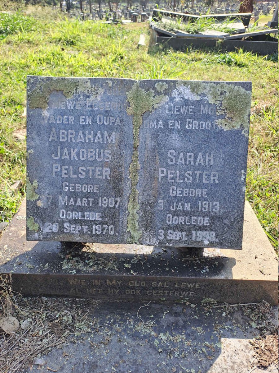 PELSTER Abraham Jacobus 1907-1970 & Sarah 1913-1998