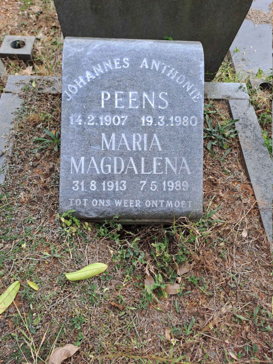 PEENS Johannes Anthonie 1907-1980 & Maria Magdalena 1913-1989