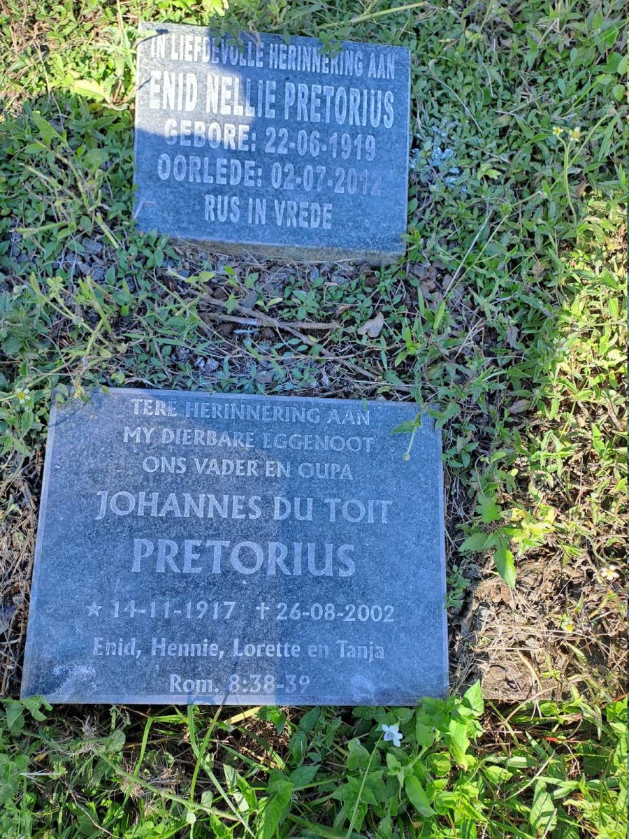 PRETORIUS Johannes du Toit 1917-2002 & Enid Nellie 1919-2012