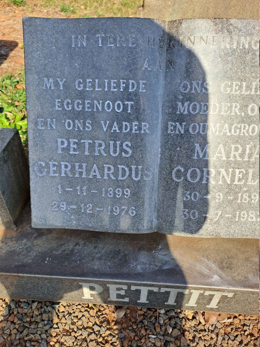 PETTIT Petrus Gerhardus 1899-1976