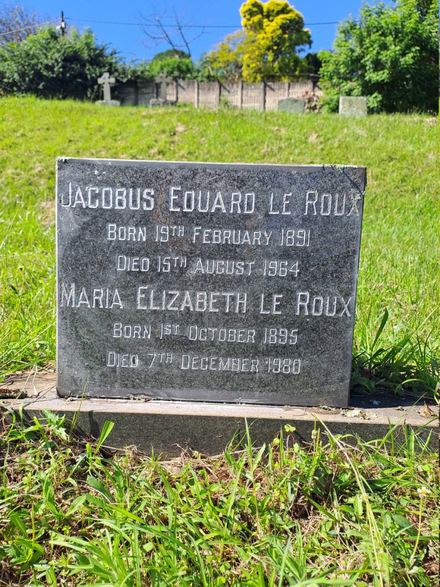 ROUX Jacobus Eduard, le 1891-1964 & Maria Elizabeth 1895-1980