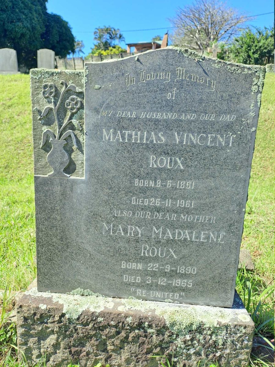 ROUX Mathias Vincent 1891-1961 & Mary Madalene 1890-1965
