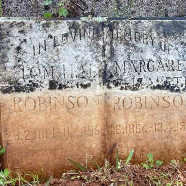 ROBINSON Tom H.M. 1881-1955 & Margaret Elizabeth 1864-1965