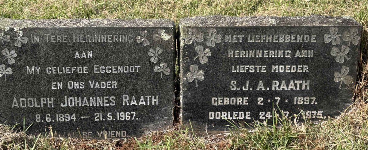 RAATH Adolph Johannes 1894-1967 & S.J.A. 1897-1975