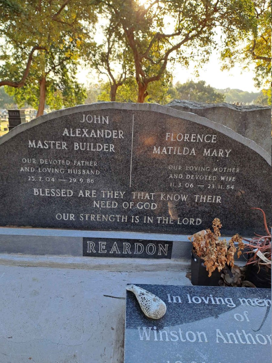 REARDON John Alexander 1904-1986 & Florence Matilda Mary 1906-1984