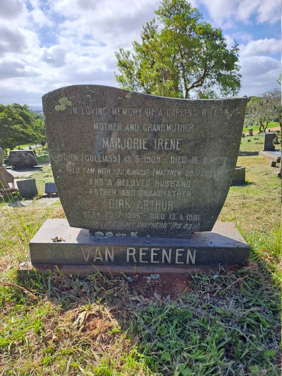 REENEN Dirk Arthur, van 1906-1981 & Marjorie Irene COLLIASS 1909-1977