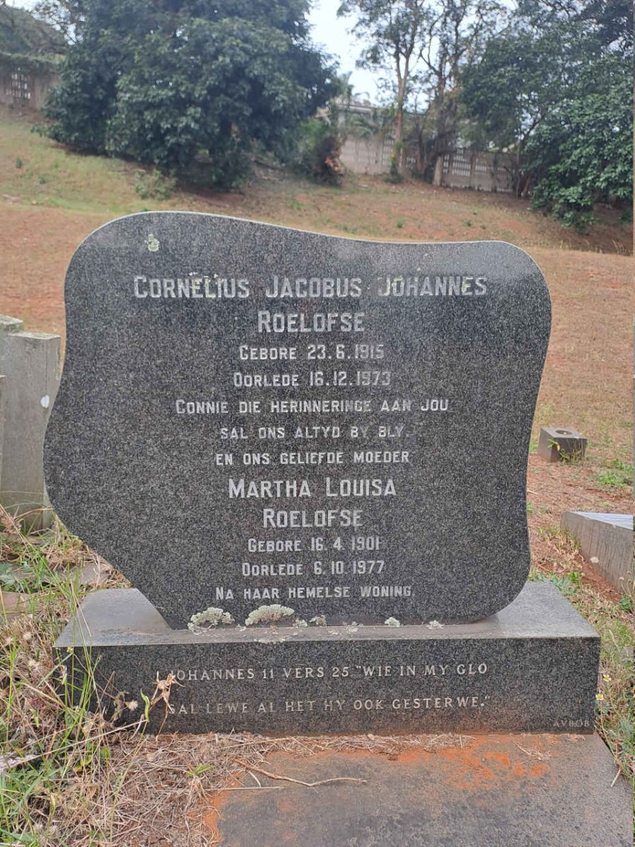 ROELOFSE Cornelius Jacobus Johannes 1915-1973 & Martha Louisa 1901-1977