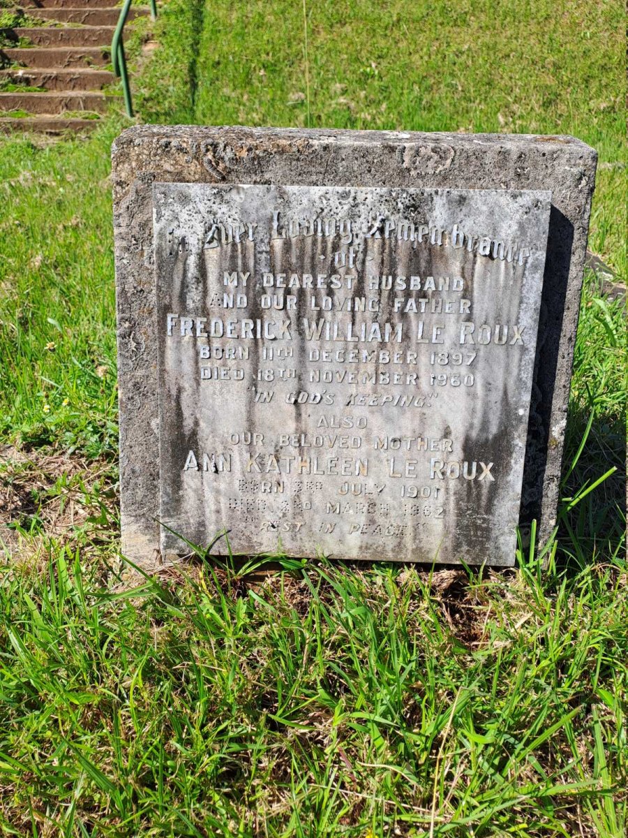 ROUX Frederick William, le 1897-1960 & Ann Kathleen 1901-1962