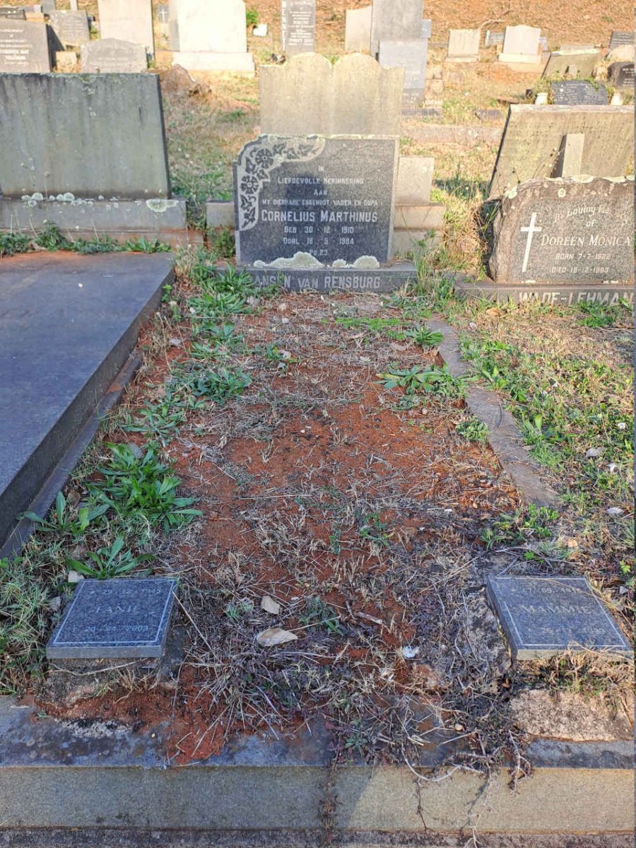 RENSBURG Cornelius Marthinus, Jansen van 1910-1984 & Mammie 1916-1999 :: JANSEN VAN RENSBURG Fanie 1945-2009
