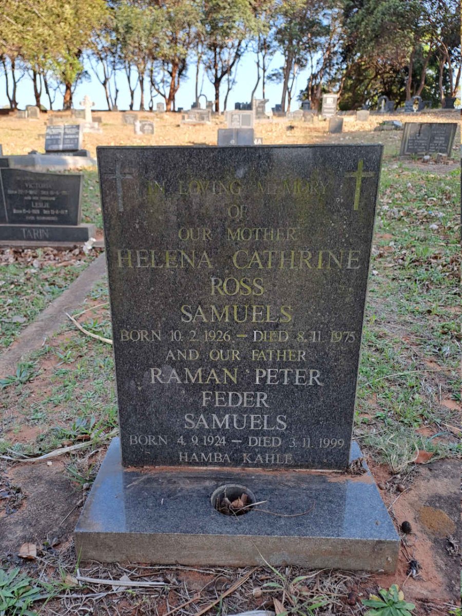 SAMUELS Raman Peter Feder 1924-1999 & Helena Cathrine Ross 1926-1975