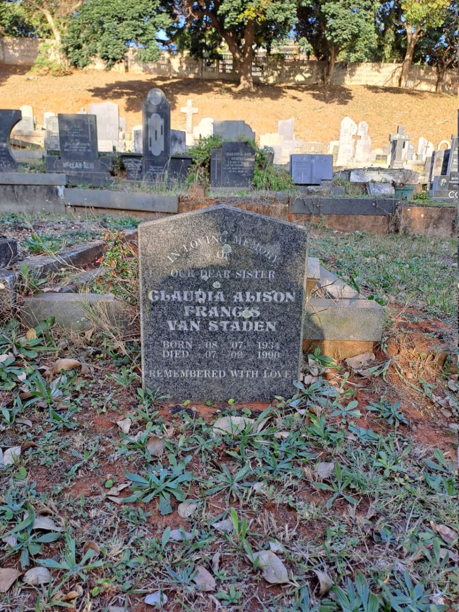 STADEN Claudia Alison Francis, van 1934-1990
