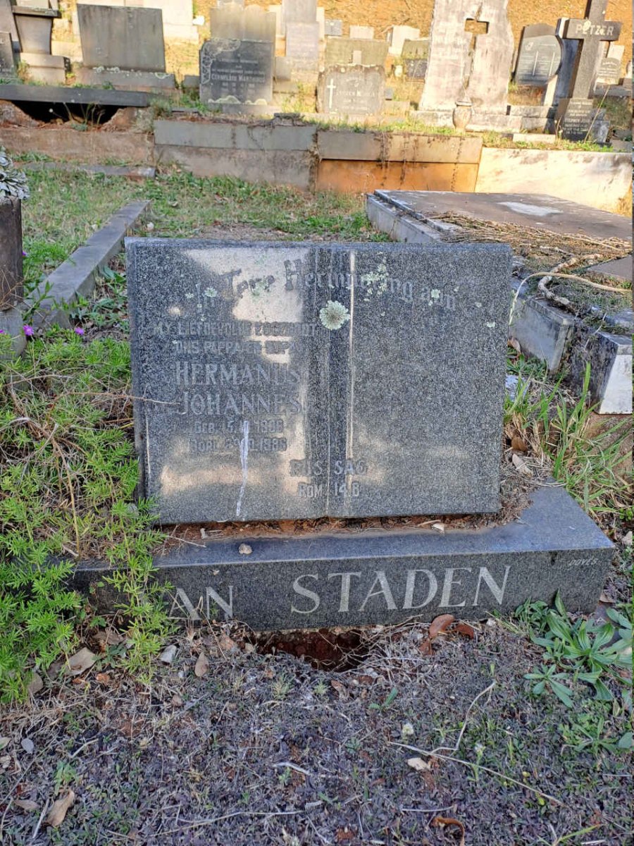 STADEN Hermanus Johannes, van 1938-1986