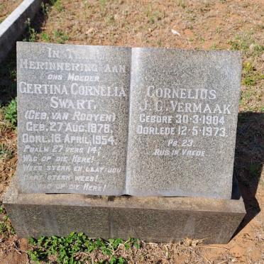 SWART Gertina Cornelia nee VAN ROOYEN 1878-1954 :: VERMAAK Cornelius J.G. 1904-1973