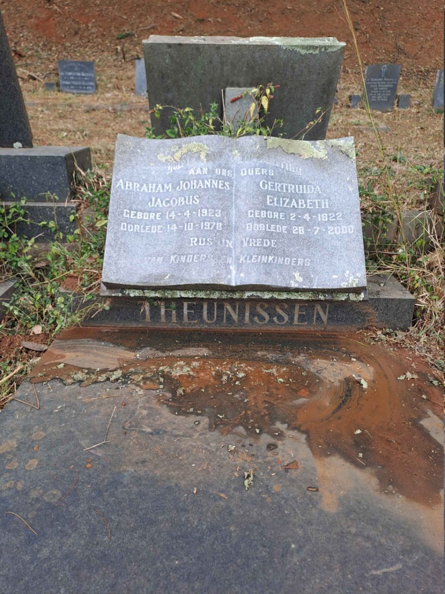 THEUNISSEN Abraham Johannes Jacobus 1923-1978 & Gertruida Elizabeth 1922--2000